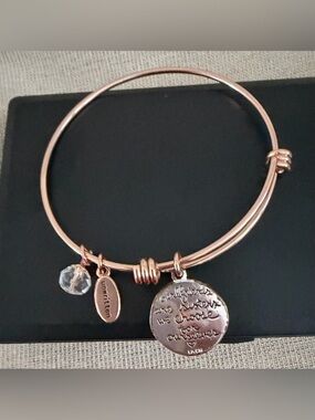Rose Gold Charm Bangle Bracelet with Inspirational Disc